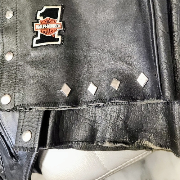 Highway Leather Black Low rise Motorcycle Leather Chaps Studded Biker Size M - Picture 6 of 17